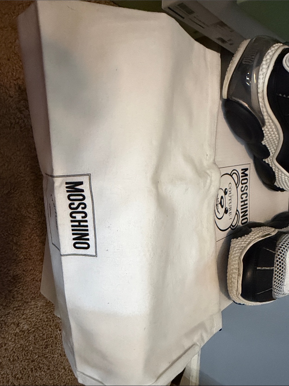 Moschino Black and White Chunky Lace-Up Sneakers - Picture 3 of 3
